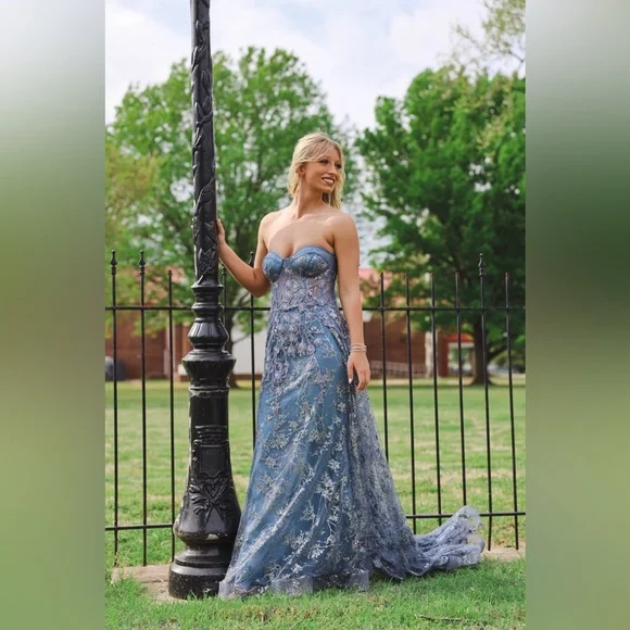 chinese dress ladies Elegant Alisha Gown in Light Blue – Shop Stunning Formal Dresses Online main image 1